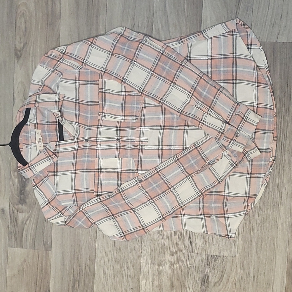 Long sleeve pink plaid with silver glitter stripes